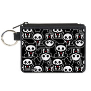 Canvas Zipper Wallet - MINI X-SMALL - Skelanimals Animal Flip Poses Stacked Black/White/Red Canvas Zipper Wallets Skelanimals