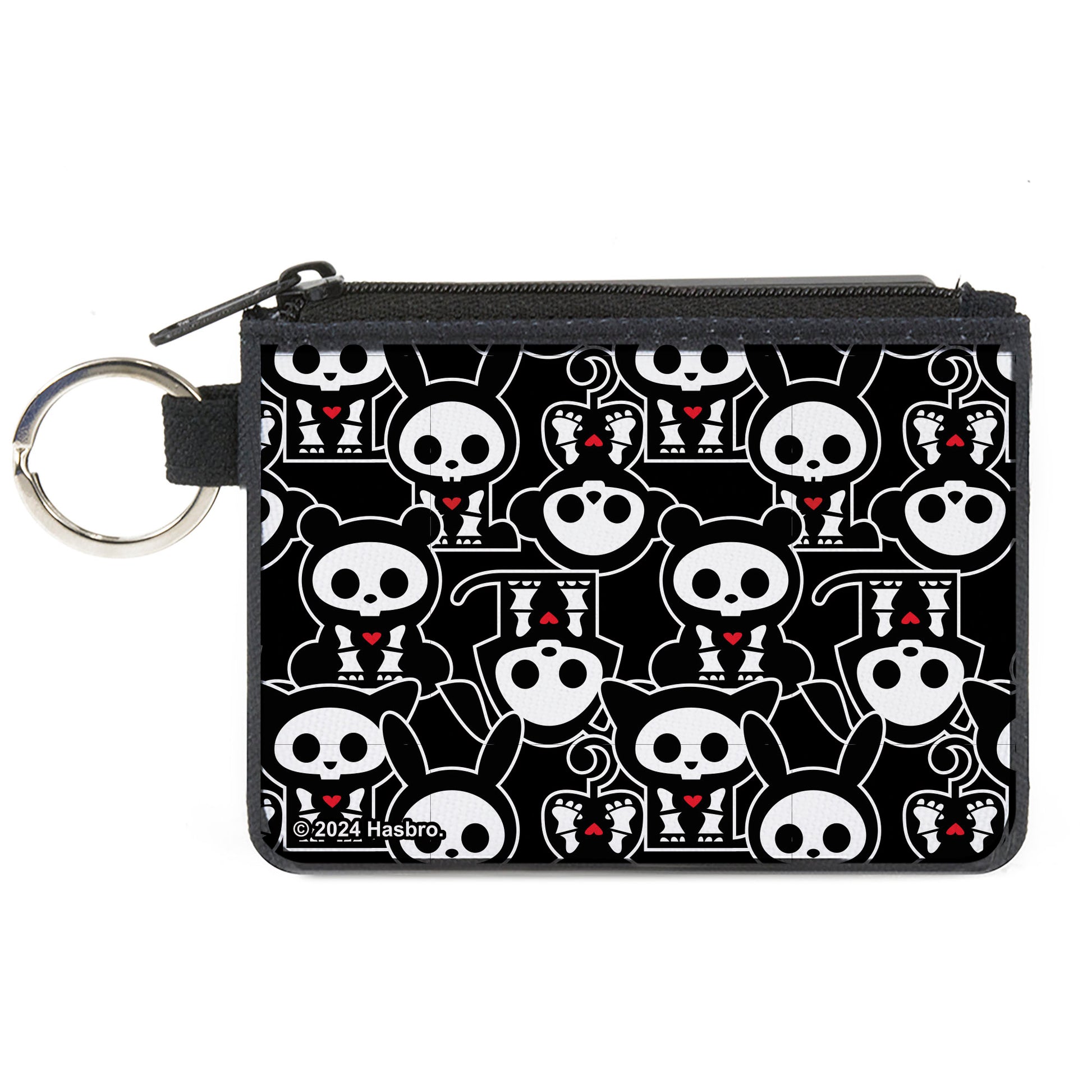 Canvas Zipper Wallet - MINI X-SMALL - Skelanimals Animal Flip Poses Stacked Black/White/Red Canvas Zipper Wallets Skelanimals