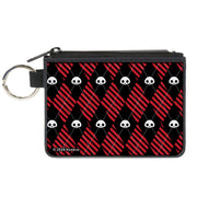 Canvas Zipper Wallet - MINI X-SMALL - Skelanimals Face Logo Diamond Plaid Black/Red/White Canvas Zipper Wallets Skelanimals