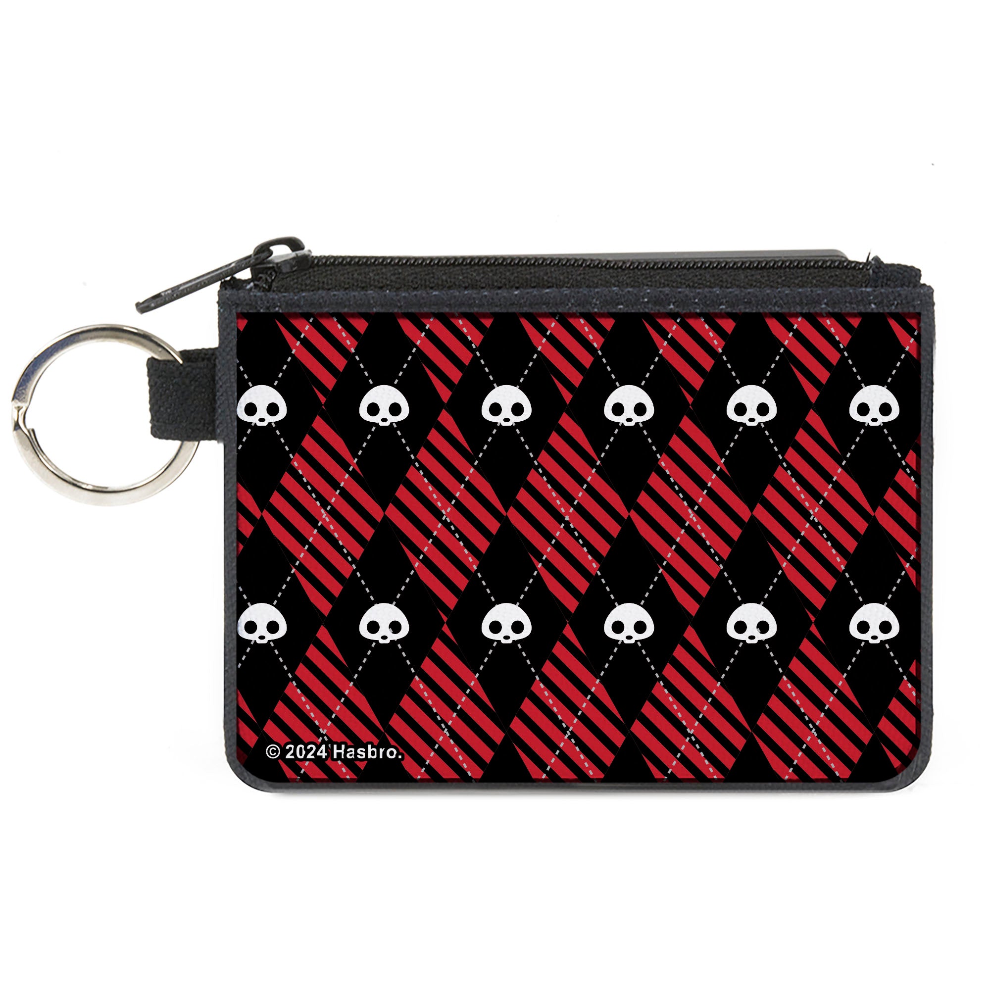 Canvas Zipper Wallet - MINI X-SMALL - Skelanimals Face Logo Diamond Plaid Black/Red/White Canvas Zipper Wallets Skelanimals