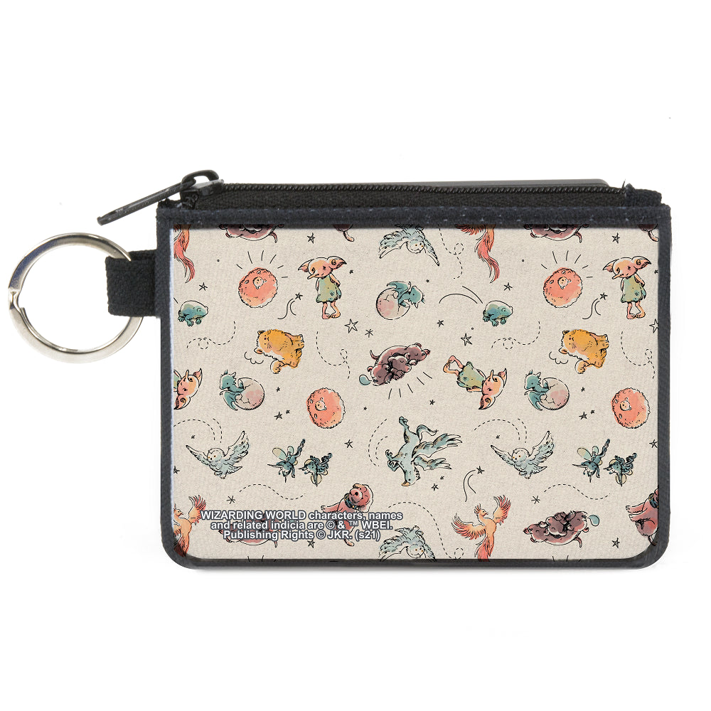 Canvas Zipper Wallet - MINI X-SMALL - Harry Potter Charming Friends Collage Beige Canvas Zipper Wallets Harry Potter