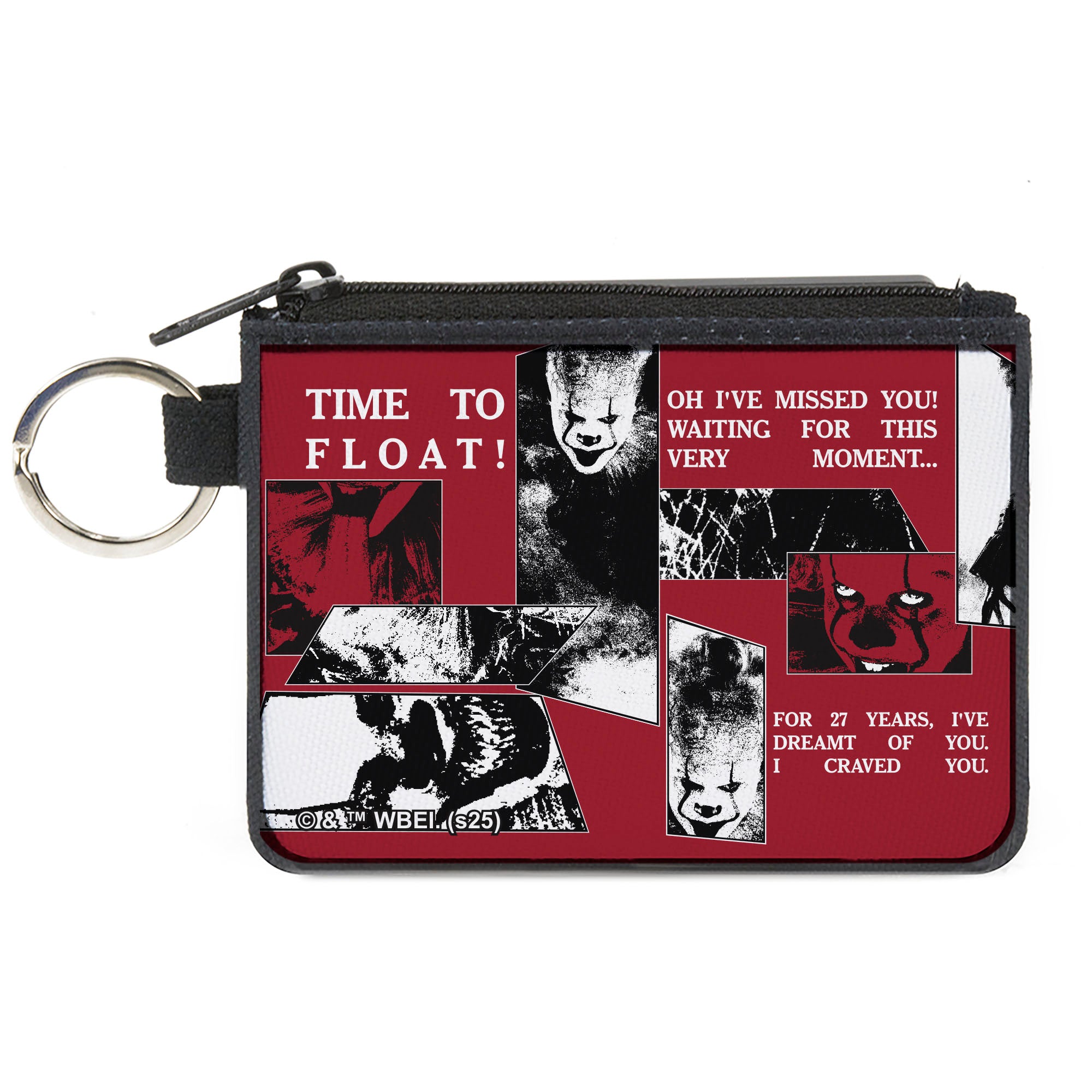 Canvas Zipper Wallet - MINI X-SMALL - IT Pennywise Poses and Quotes Collage Red/White/Grays Canvas Zipper Wallets IT