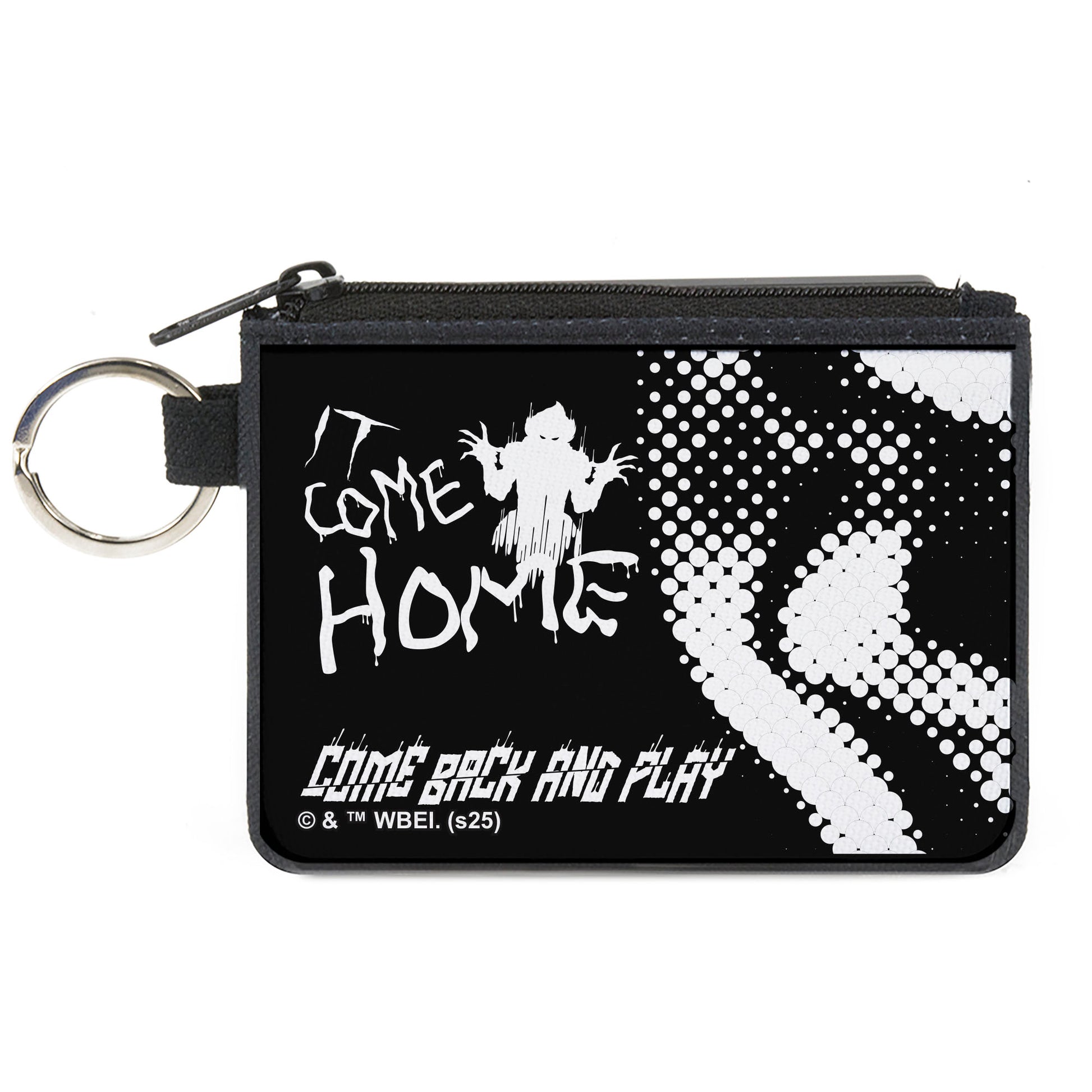 Canvas Zipper Wallet - MINI X-SMALL - IT Pennywise Face Close-Up COME HOME Black/White Canvas Zipper Wallets IT