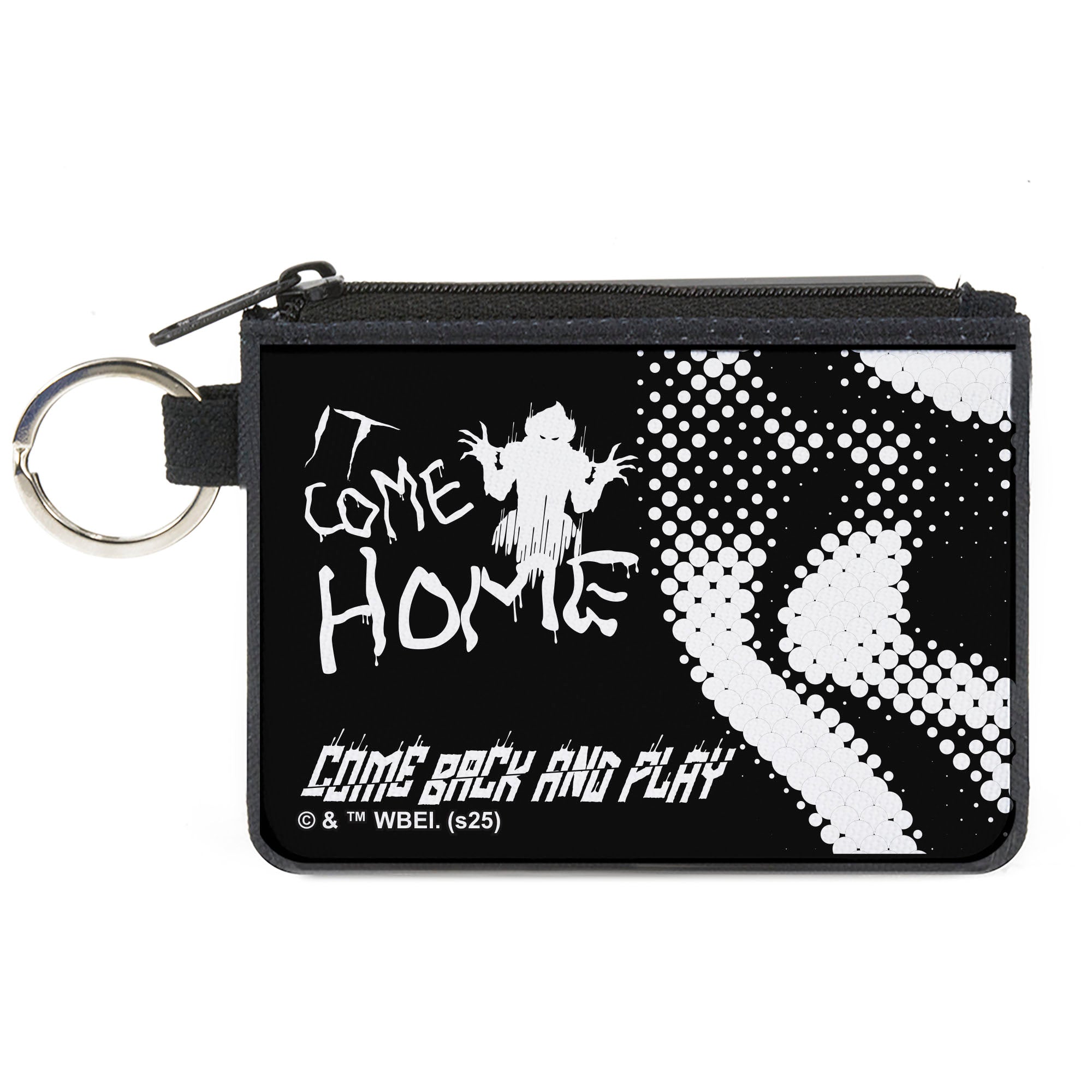 Canvas Zipper Wallet - MINI X-SMALL - IT Pennywise Face Close-Up COME HOME Black/White Canvas Zipper Wallets IT