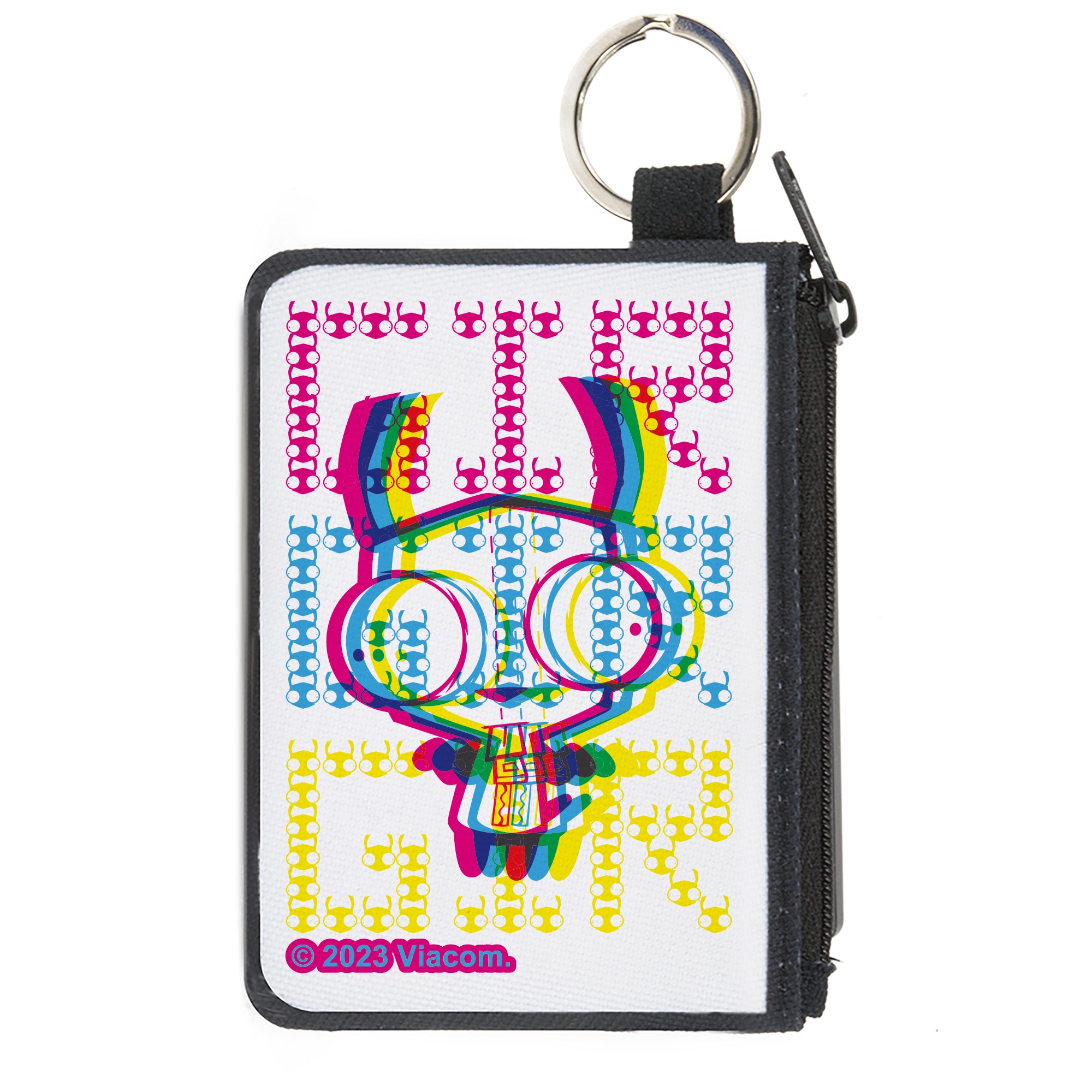 Canvas Zipper Wallet - MINI X-SMALL - Invader Zim GIR Pose and Face Typography White/Multi Color Canvas Zipper Wallets Invader Zim