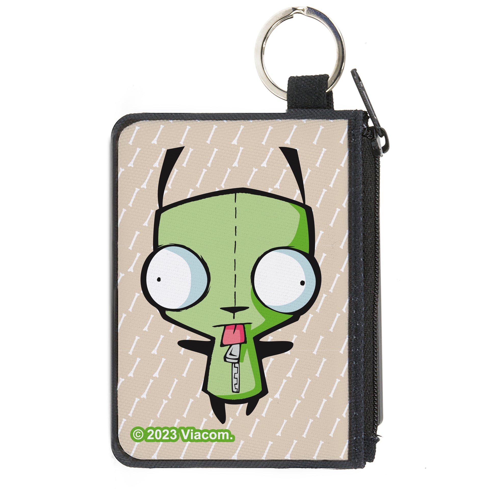 Canvas Zipper Wallet - MINI X-SMALL - Invader Zim GIR Pose and Bone Tan/White Canvas Zipper Wallets Invader Zim
