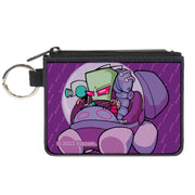 Canvas Zipper Wallet - MINI X-SMALL - Invader Zim and GIR Voot Cruiser Pose and Bone Purples Canvas Zipper Wallets Invader Zim