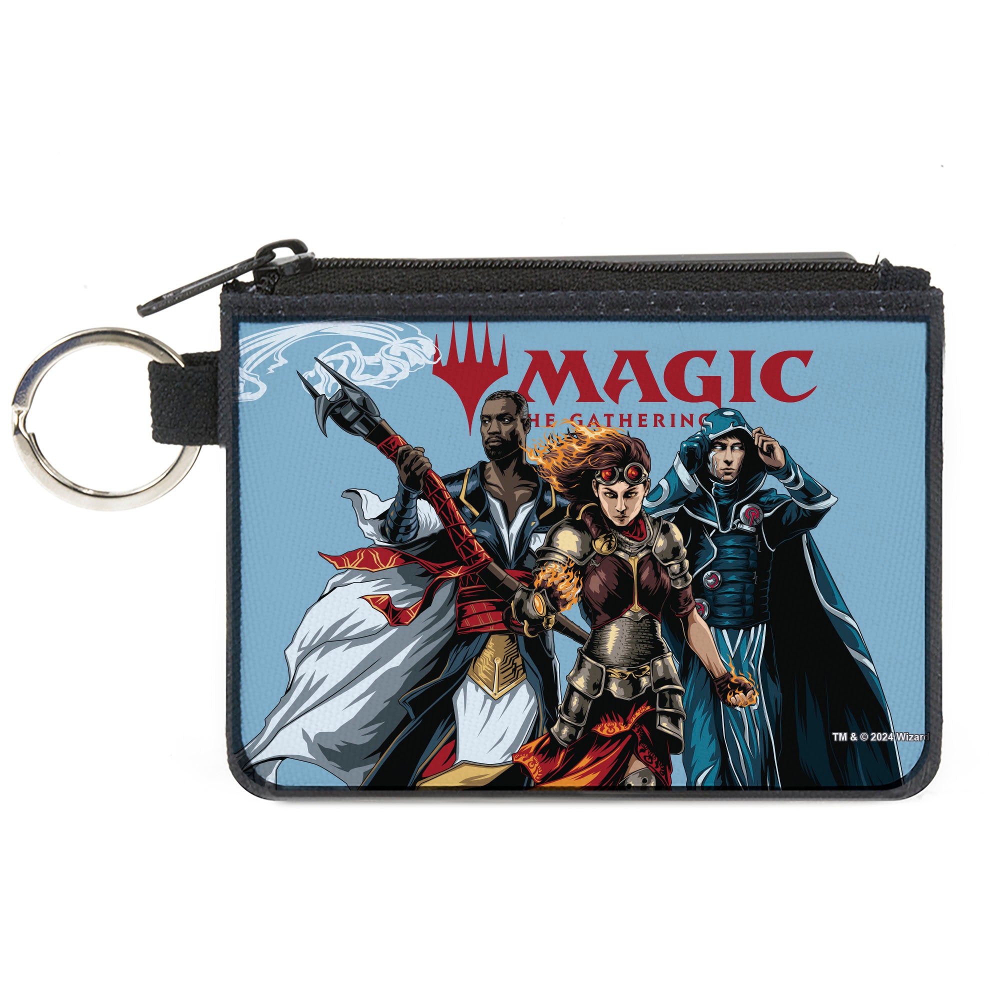 Canvas Zipper Wallet - MINI X-SMALL - MAGIC THE GATHERING Three Planeswalker Group Pose and Title Logo Light Blue Canvas Zipper Wallets Magic: The Gathering
