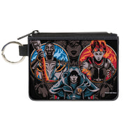 Canvas Zipper Wallet - MINI X-SMALL - MAGIC THE GATHERING Three Planeswalker Poses and Title Logo Black/Grays/Multi Color Canvas Zipper Wallets Magic: The Gathering