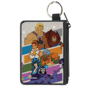 Canvas Zipper Wallet - MINI X-SMALL - Masters of the Universe Character Stripe Poses White/Multi Color Canvas Zipper Wallets Masters of the Universe