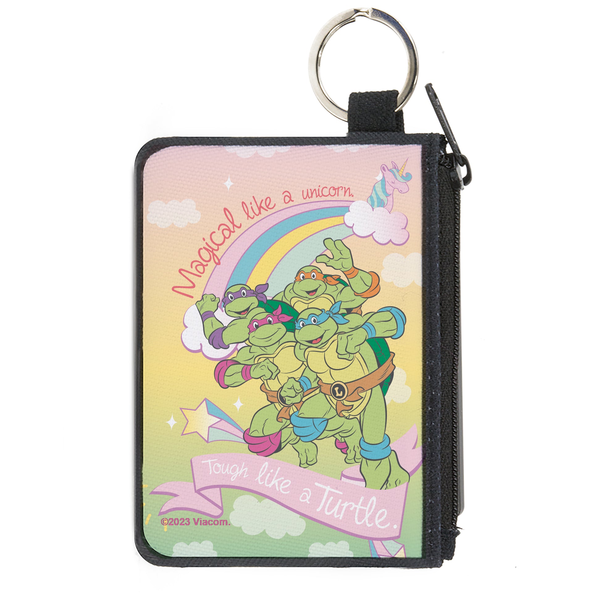 Canvas Zipper Wallet - MINI X-SMALL - Classic TMNT Turtles Pose19 MAGICAL LIKE A UNICORN-TOUGH LIKE A TURTLE Multi Pastel Canvas Zipper Wallets Teenage Mutant Ninja Turtles