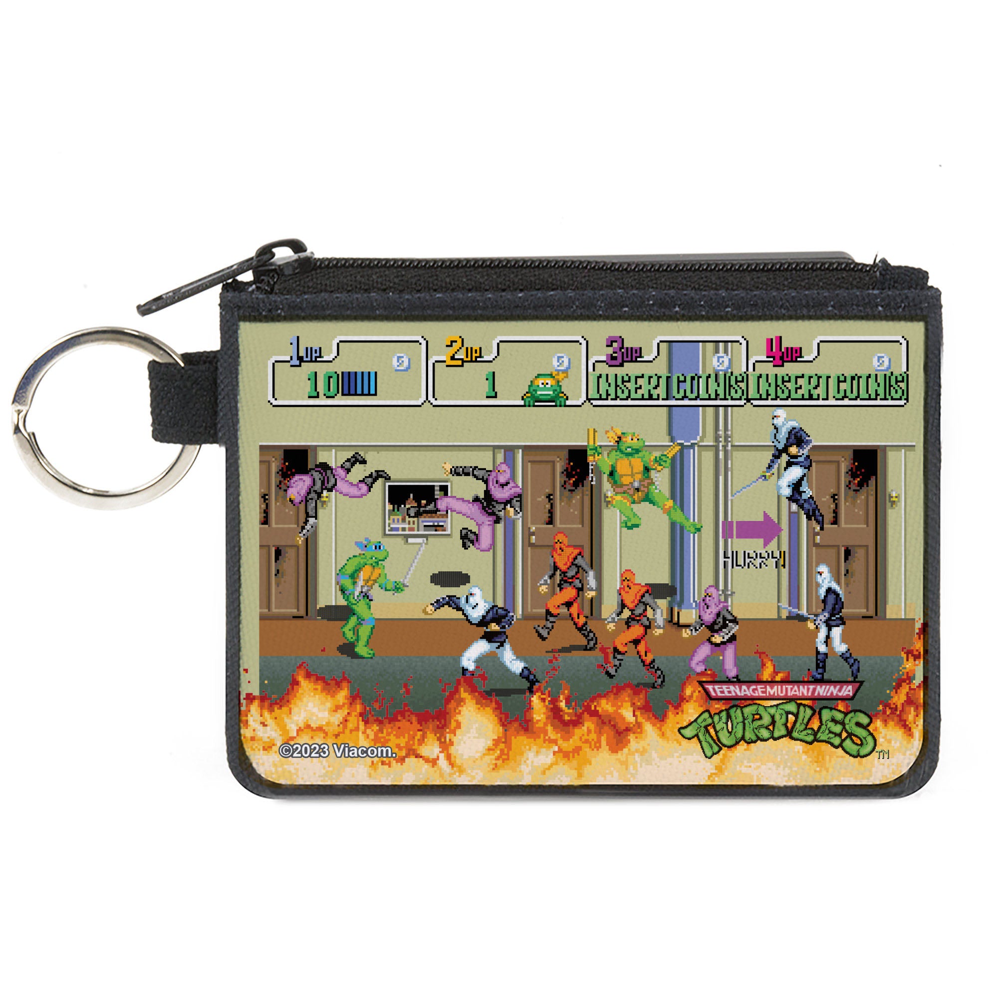 Canvas Zipper Wallet - MINI X-SMALL - Teenage Mutant Ninja Turtles 8-Bit Video Battle Scene Canvas Zipper Wallets Teenage Mutant Ninja Turtles
