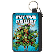 Canvas Zipper Wallet - MINI X-SMALL - Teenage Mutant Ninja Turtles TURTLE POWER Group Pose Rays Blues Canvas Zipper Wallets Teenage Mutant Ninja Turtles