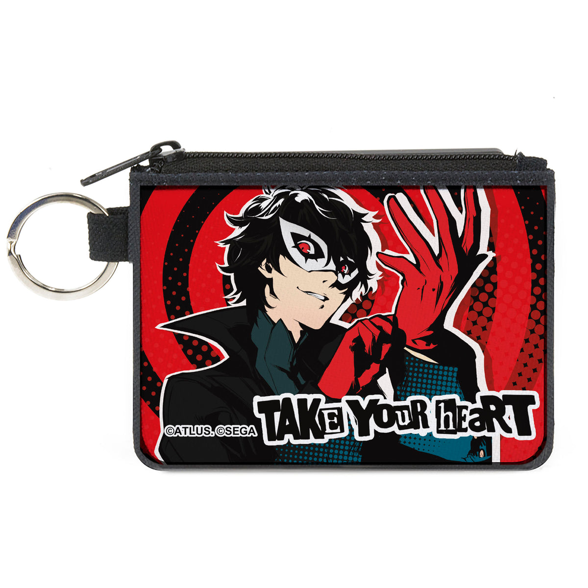 Canvas Zipper Wallet - MINI X-SMALL - Persona 5 Joker TAKE YOUR HEART Pose Red/Black/White Canvas Zipper Wallets Persona 5