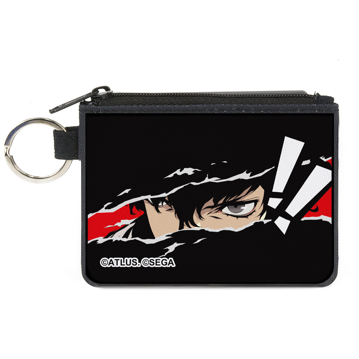 Canvas Zipper Wallet - MINI X-SMALL - Persona 5 Ren Amamiya Joker Face Close-Up Red/Black/White Canvas Zipper Wallets Persona 5