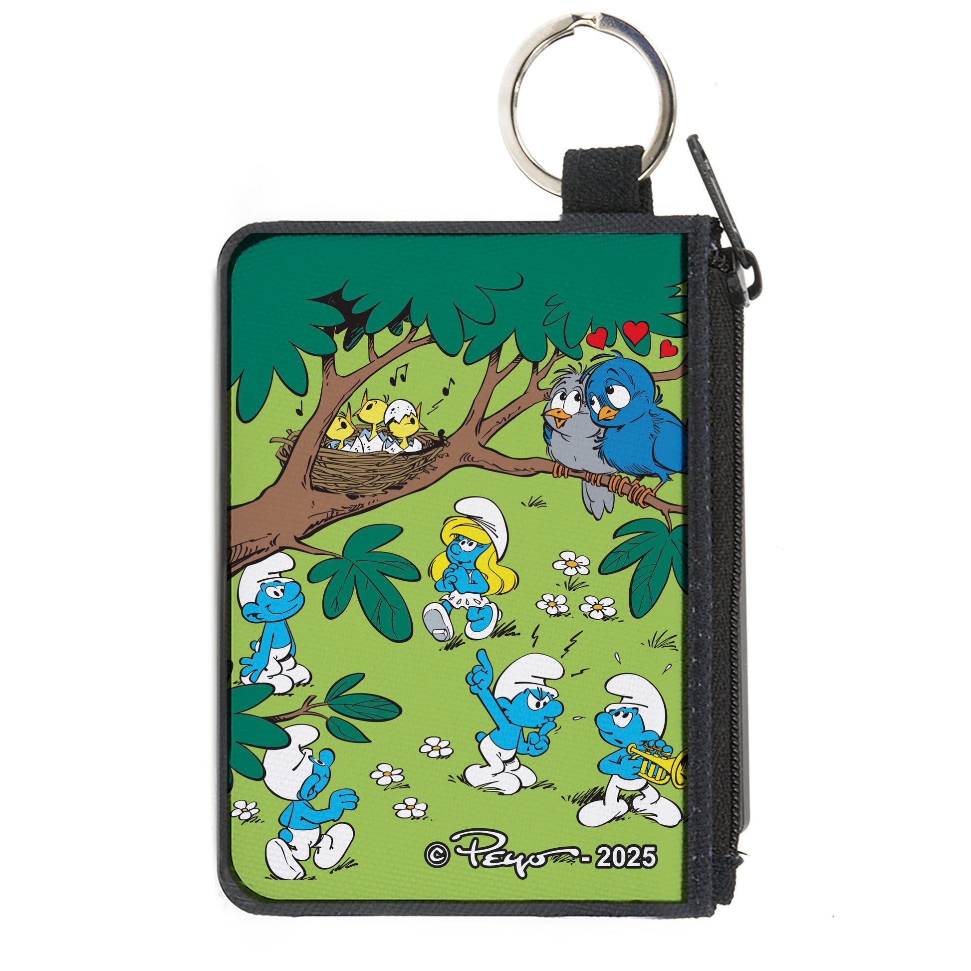 Canvas Zipper Wallet - MINI X-SMALL - The Smurfs Spring Love Birds Scene Canvas Zipper Wallets The Smurfs
