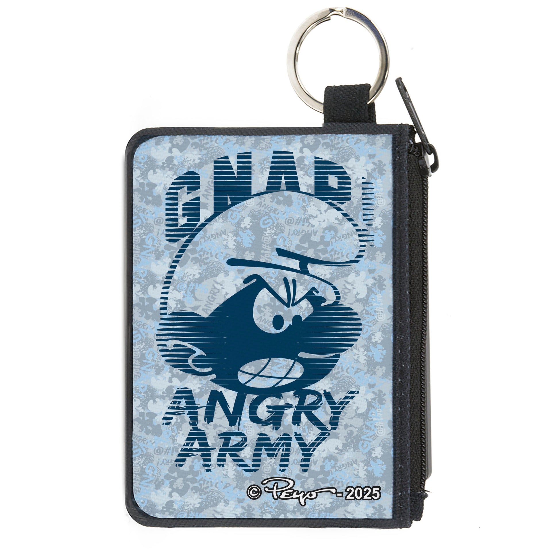 Canvas Zipper Wallet - MINI X-SMALL - The Smurfs GNAP ANGRY ARMY Pose Blues/Grays Canvas Zipper Wallets The Smurfs