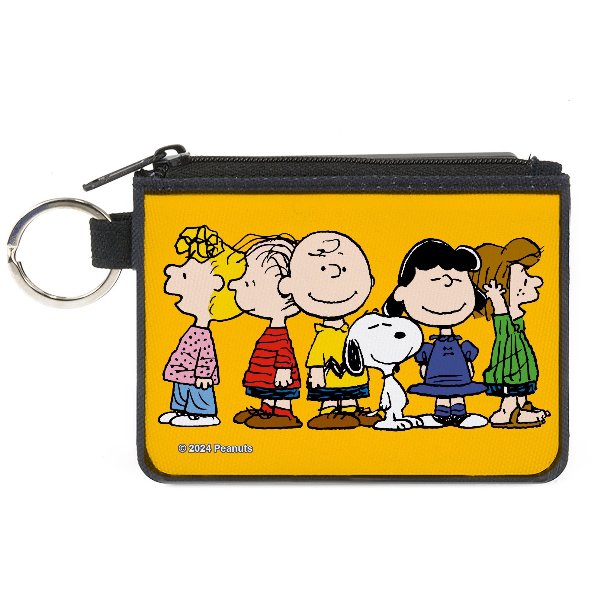 Canvas Zipper Wallet - MINI X-SMALL - Peanuts Gang Close-Up Group Pose Golden Yellow Canvas Zipper Wallets Peanuts