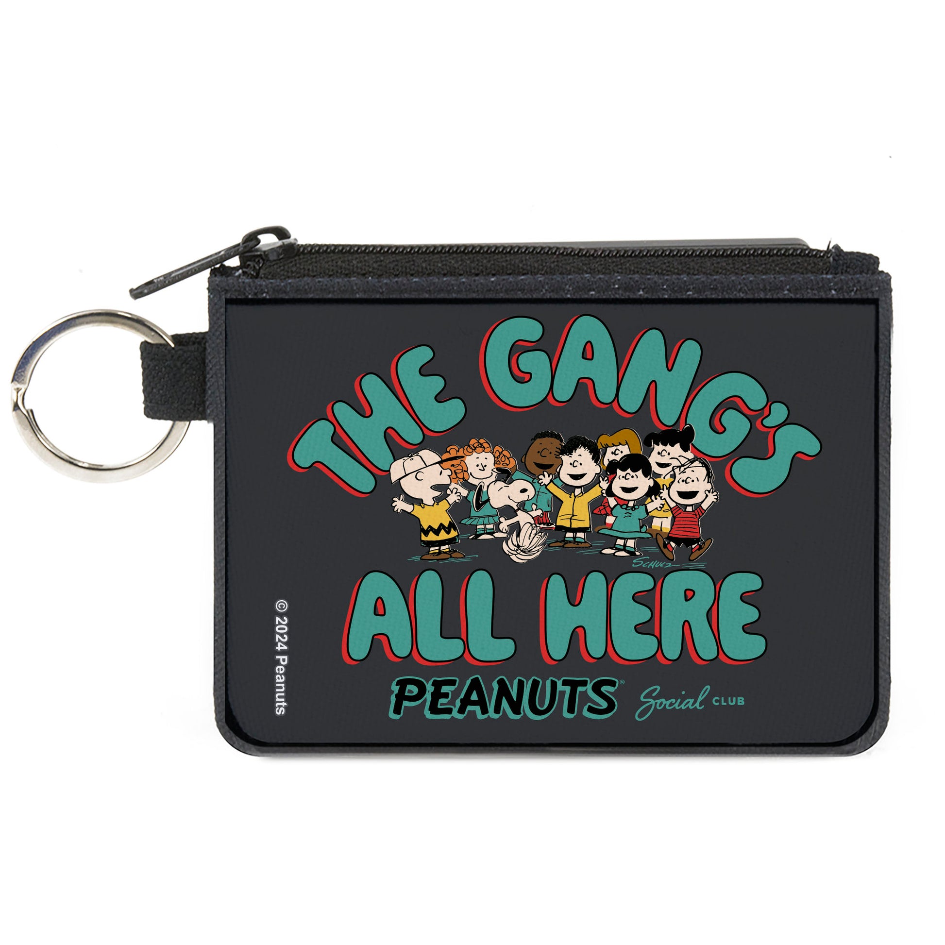 Canvas Zipper Wallet - MINI X-SMALL - Peanuts Gang THE GANG'S ALL HERE Group Pose Black/Blue Canvas Zipper Wallets Peanuts