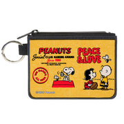 Canvas Zipper Wallet - MINI X-SMALL - PEANUTS SOCIAL CLUB PEACE & LOVE Scenes Yellow/Red Canvas Zipper Wallets Peanuts