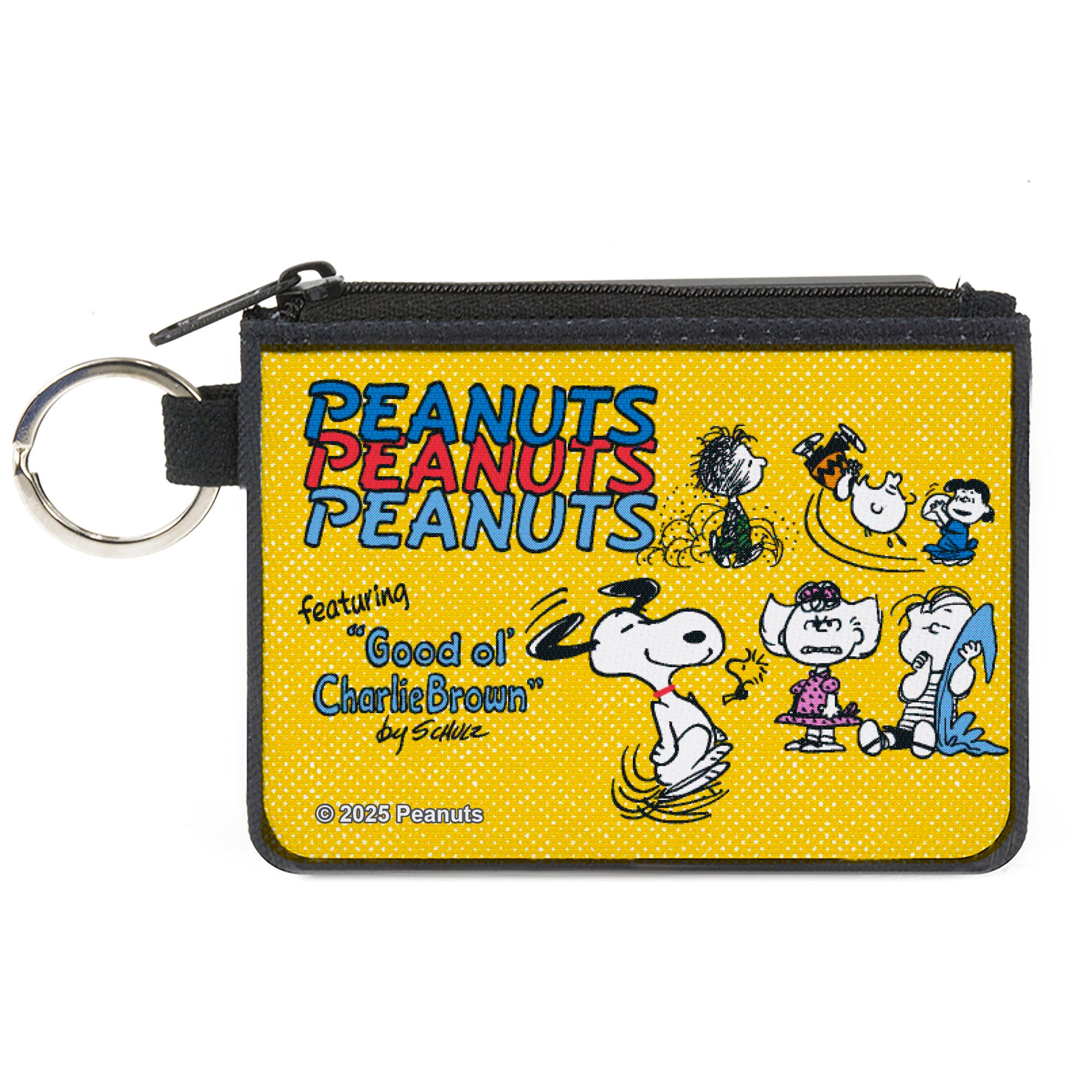 Canvas Zipper Wallet - MINI X-SMALL - PEANUTS Gang FEATURING GOOD OL CHARLIE BROWN Character Poses Yellow/Multi Color Canvas Zipper Wallets Peanuts