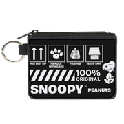 Canvas Zipper Wallet - MINI X-SMALL - Peanuts SNOOPY Care Symbols 100% ORIGINAL Black/White Canvas Zipper Wallets Peanuts