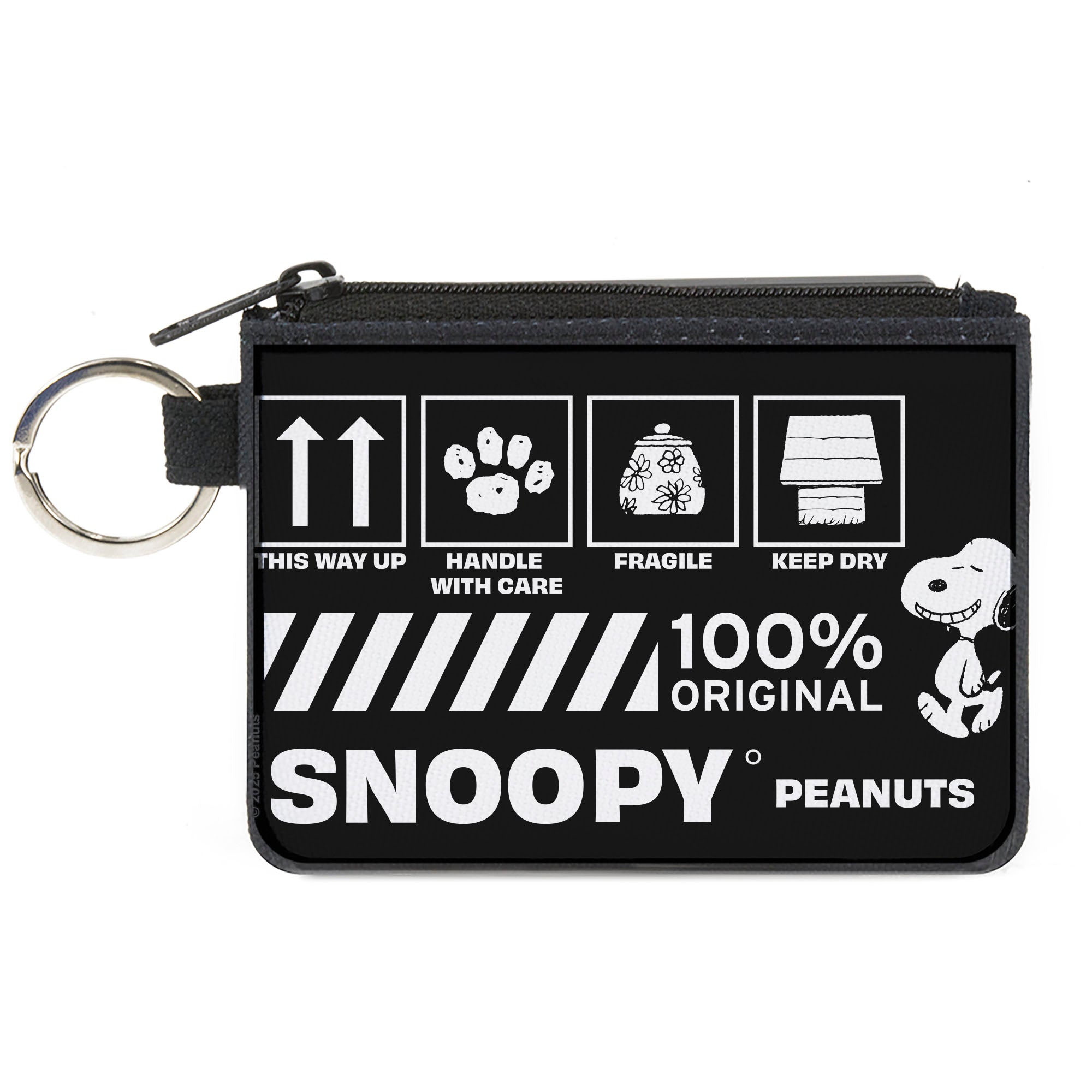 Canvas Zipper Wallet - MINI X-SMALL - Peanuts SNOOPY Care Symbols 100% ORIGINAL Black/White Canvas Zipper Wallets Peanuts