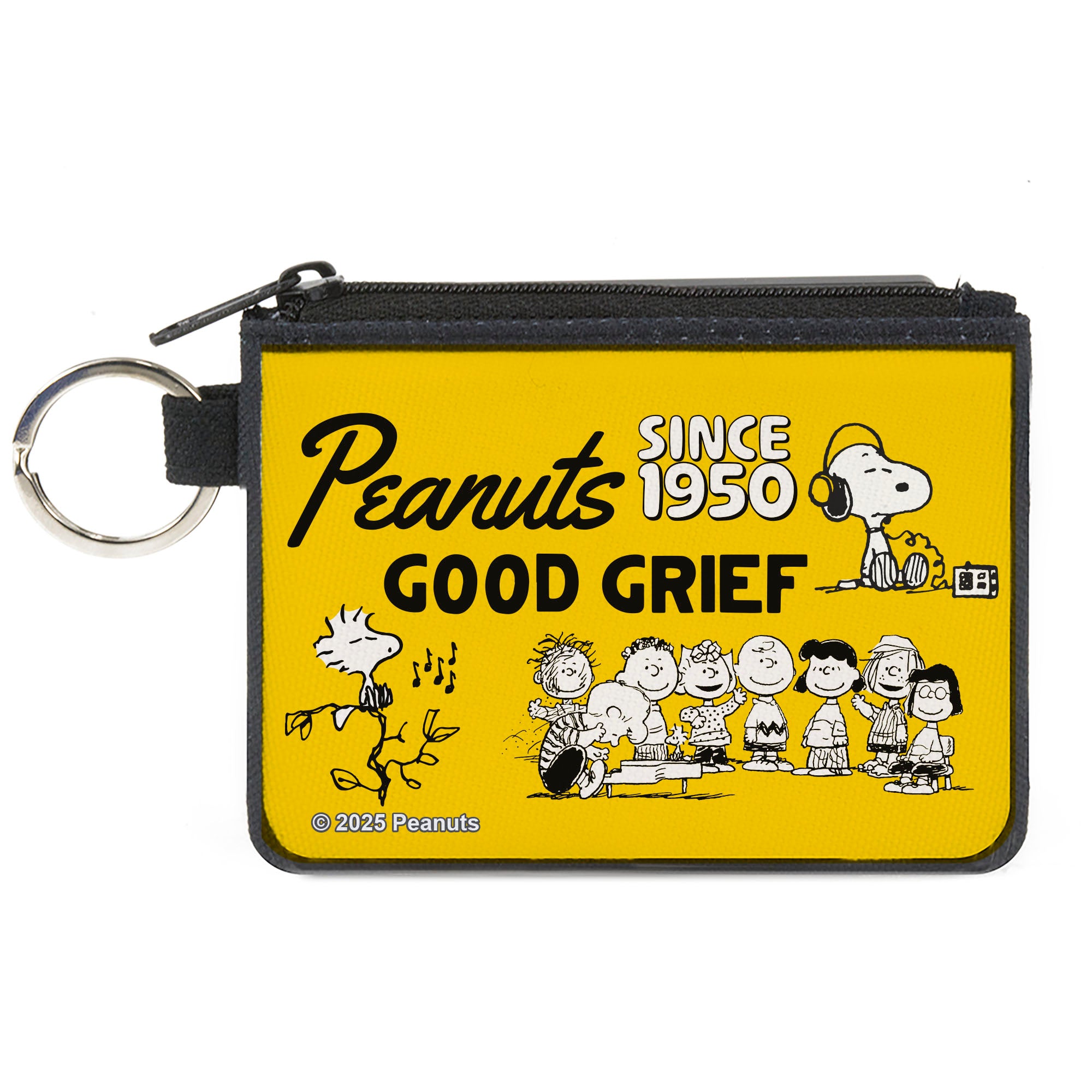 Canvas Zipper Wallet - MINI X-SMALL - PEANUTS Gang SINCE 1950 GOOD GRIEF Group Pose Yellow/Black Canvas Zipper Wallets Peanuts