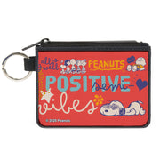 Canvas Zipper Wallet - MINI X-SMALL - Peanuts Gang SEMI-POSITIVE VIBES Poses Red/Blues/White Canvas Zipper Wallets Peanuts