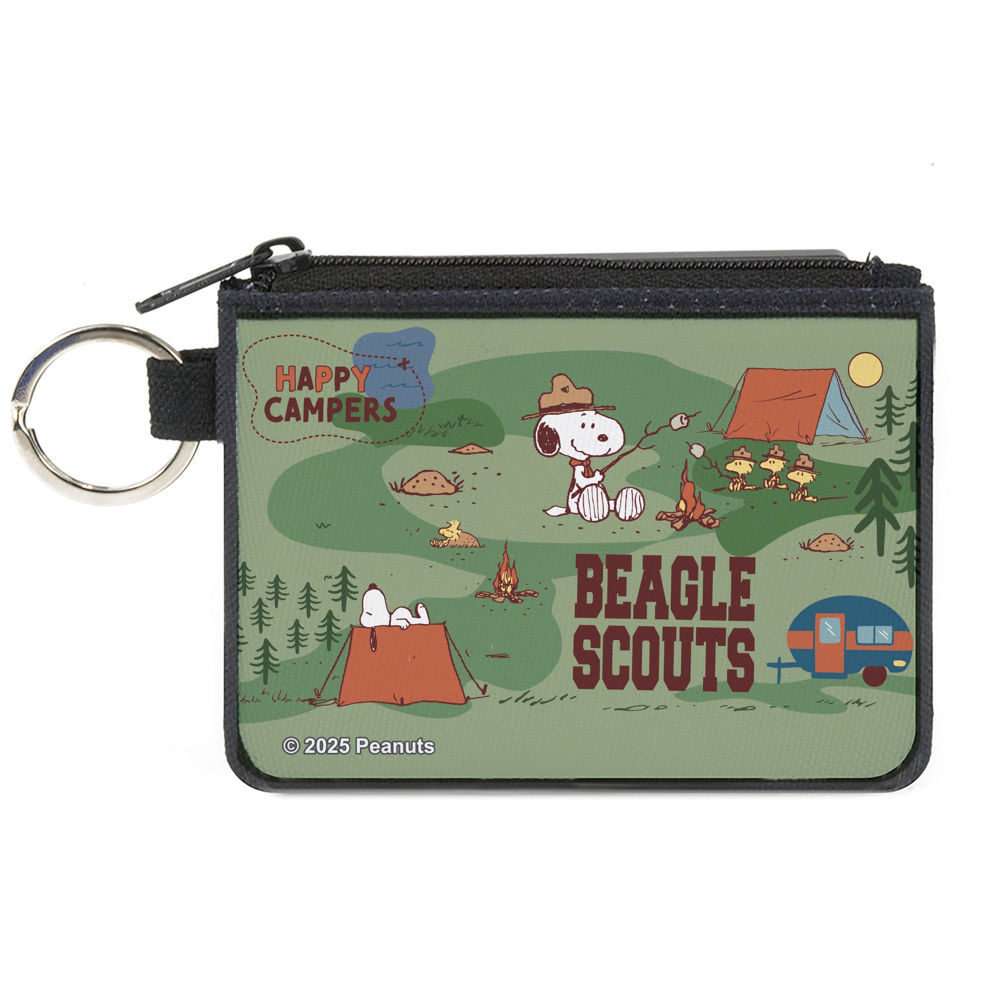 Canvas Zipper Wallet - MINI X-SMALL - Peanuts HAPPY CAMPER BEAGLE SCOUTS Scenes Canvas Zipper Wallets Peanuts
