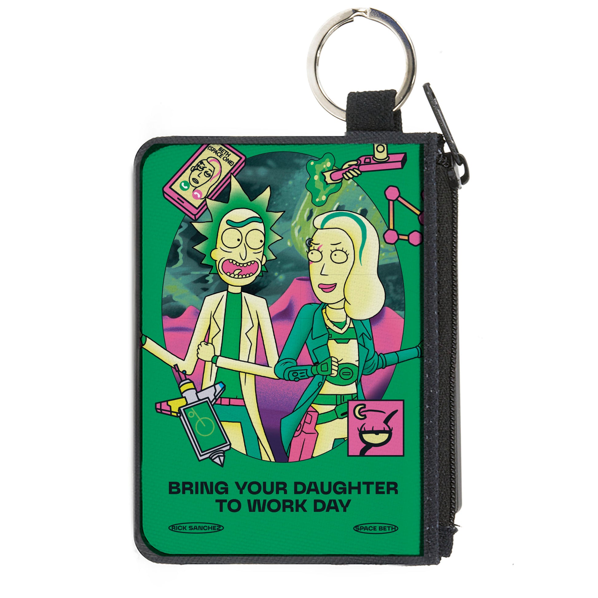 Canvas Zipper Wallet - MINI X-SMALL - Rick with Beth BRING YOUR DAUGHTER TO WORK DAY Pose Greens Canvas Zipper Wallets Rick and Morty