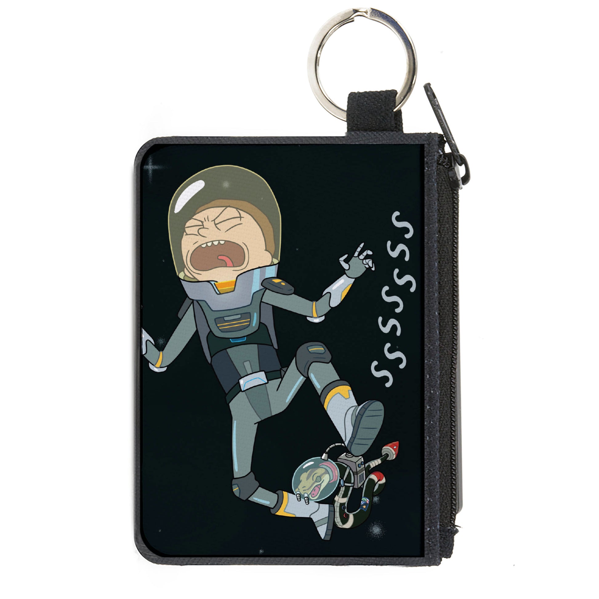 Canvas Zipper Wallet - MINI X-SMALL - Rattlestar Ricklactica Morty with Space Snake Scene Canvas Zipper Wallets Rick and Morty