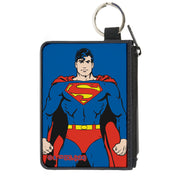 Canvas Zipper Wallet - MINI X-SMALL - Superman Standing Pose Blue Canvas Zipper Wallets DC Comics