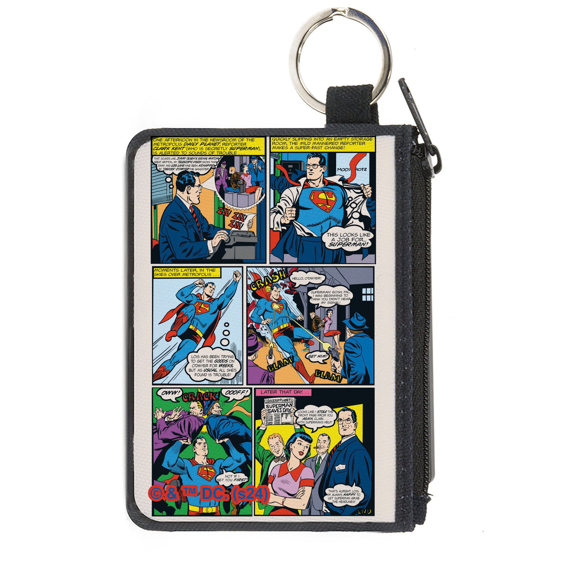 Canvas Zipper Wallet - MINI X-SMALL - Superman Clark Kent Retro Comic Scene Blocks Canvas Zipper Wallets DC Comics