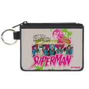 Canvas Zipper Wallet - MINI X-SMALL - Superman LAST SON OF KRYPTON Poses White/Multi Color Canvas Zipper Wallets DC Comics