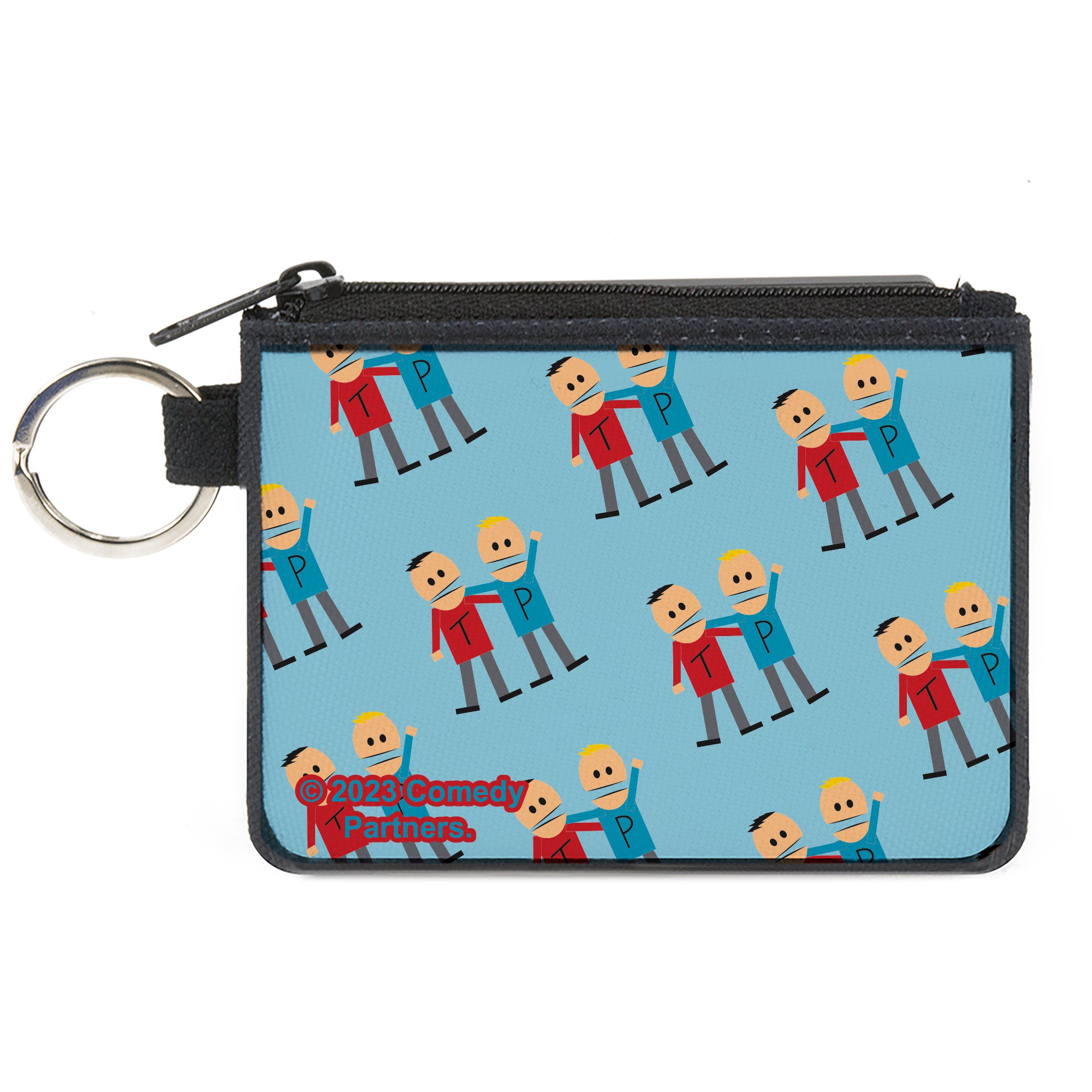 Canvas Zipper Wallet - MINI X-SMALL - South Park Terrance and Phillip Hugging Pose Blue Canvas Zipper Wallets South Park