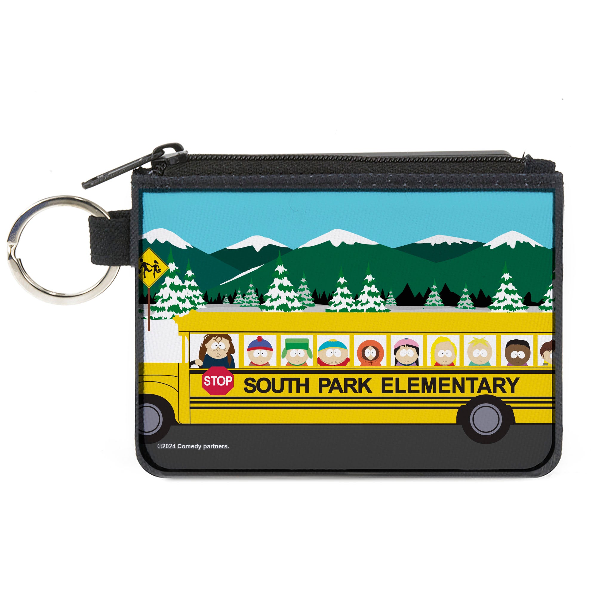 Canvas Zipper Wallet - MINI X-SMALL - SOUTH PARK ELEMENTARY School Bus Group Pose Mountain Scene Canvas Zipper Wallets South Park