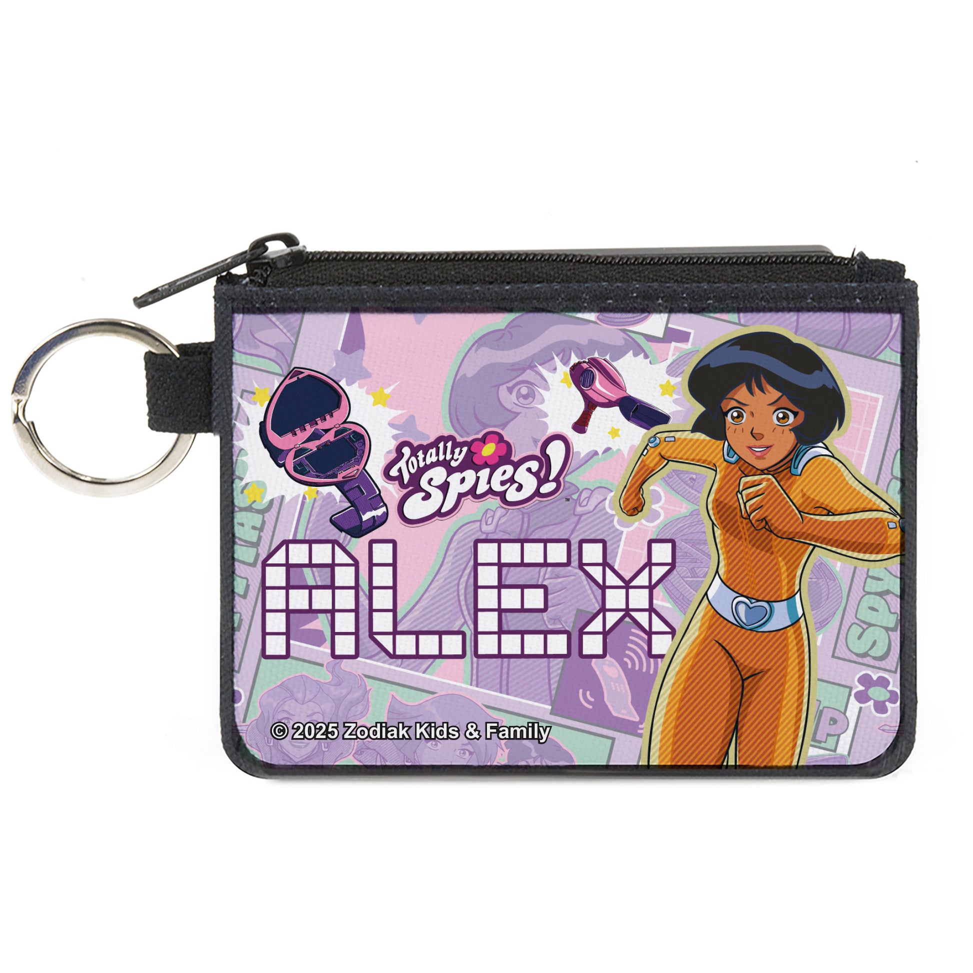 Canvas Zipper Wallet - MINI X-SMALL - Totally Spies ALEX Action Pose and Icons Purples Canvas Zipper Wallets Totally Spies!