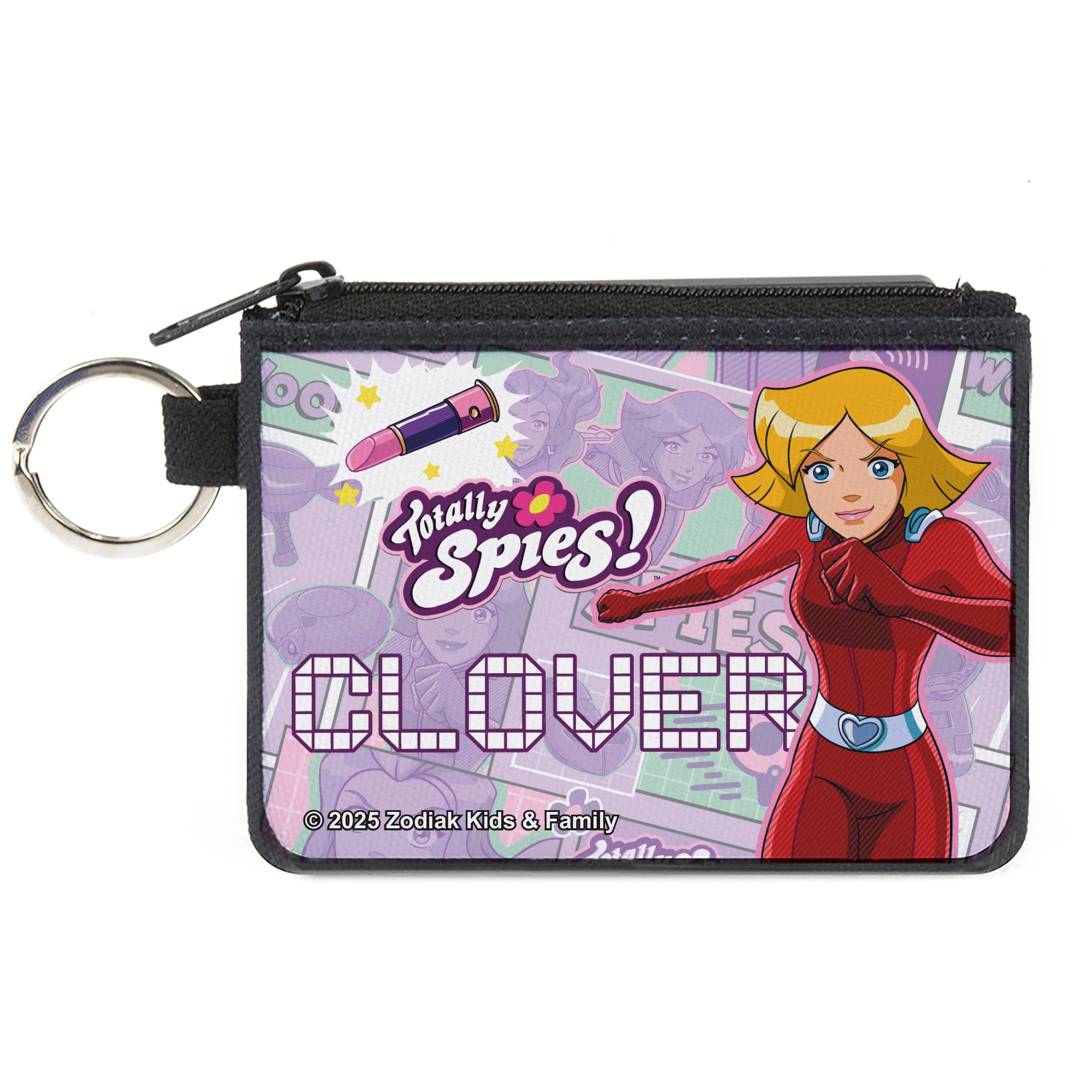 Canvas Zipper Wallet - MINI X-SMALL - Totally Spies CLOVER Action Pose and Icons Purples Canvas Zipper Wallets Totally Spies!