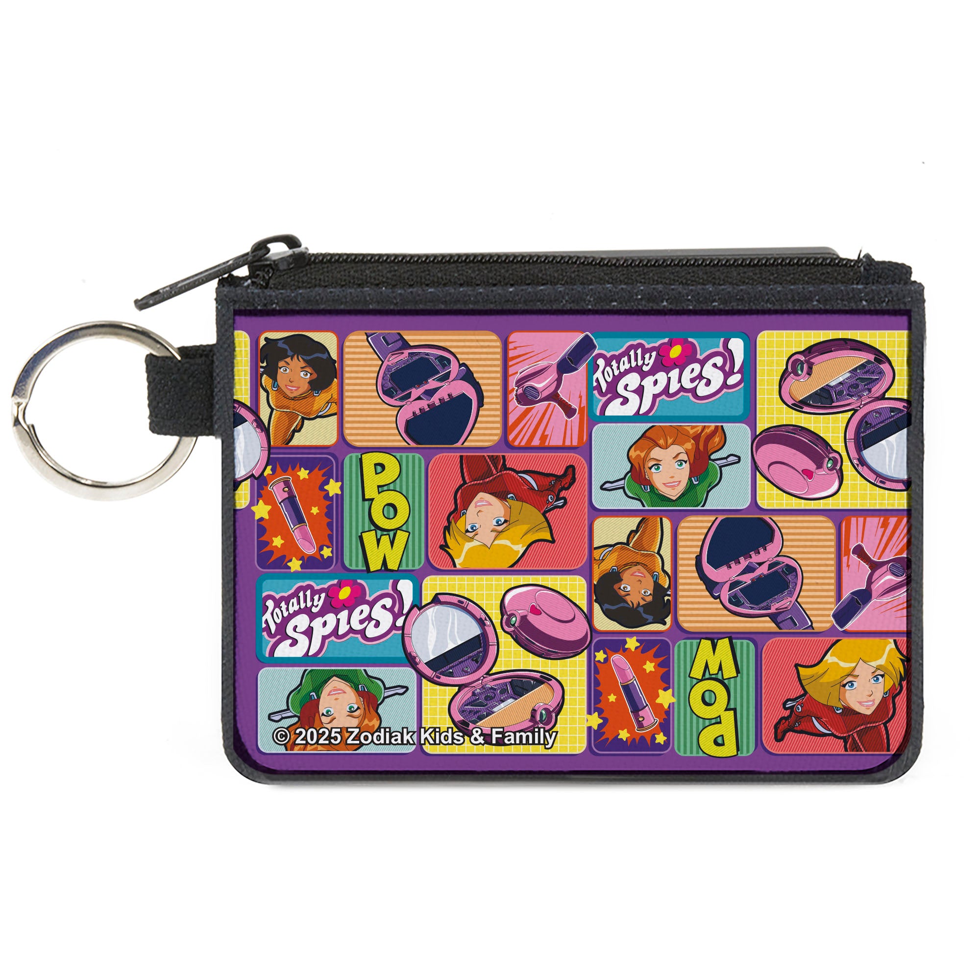 Canvas Zipper Wallet - MINI X-SMALL - TOTALLY SPIES Poses and Gadget Blocks Purple/Multi Color Canvas Zipper Wallets Totally Spies!