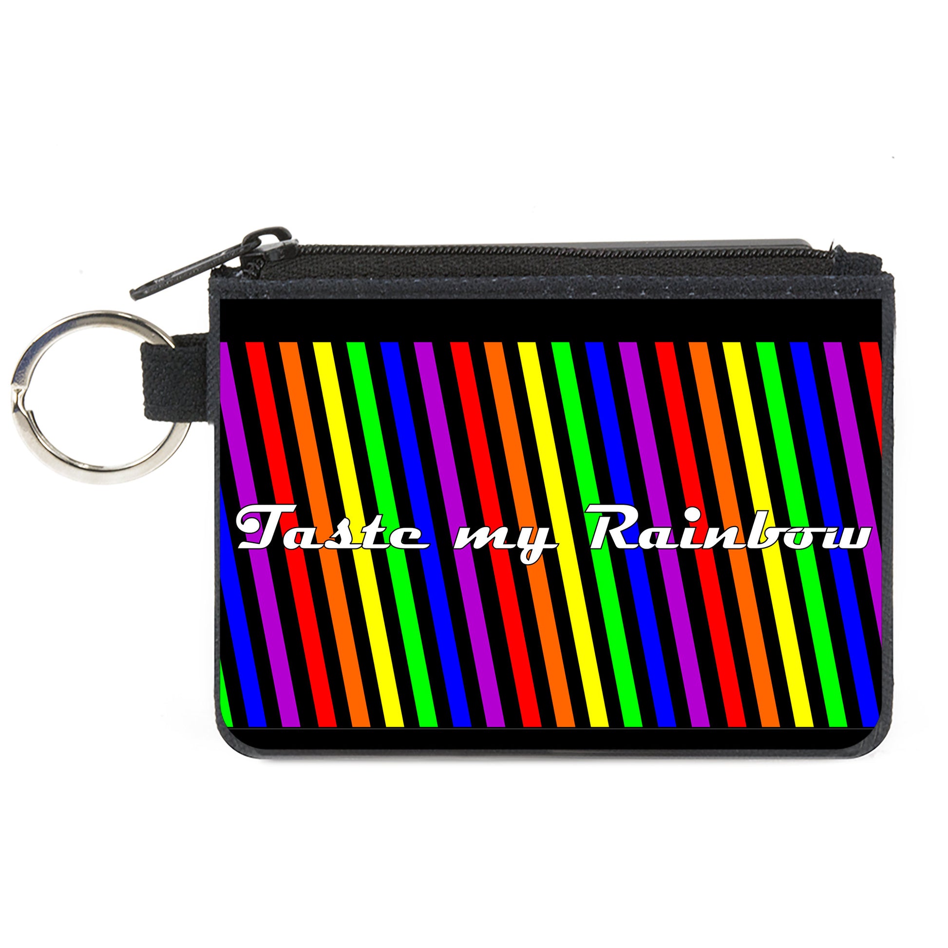 Canvas Zipper Wallet - MINI X-SMALL - TASTE MY RAINBOW Black/Multi Color Canvas Zipper Wallets Buckle-Down