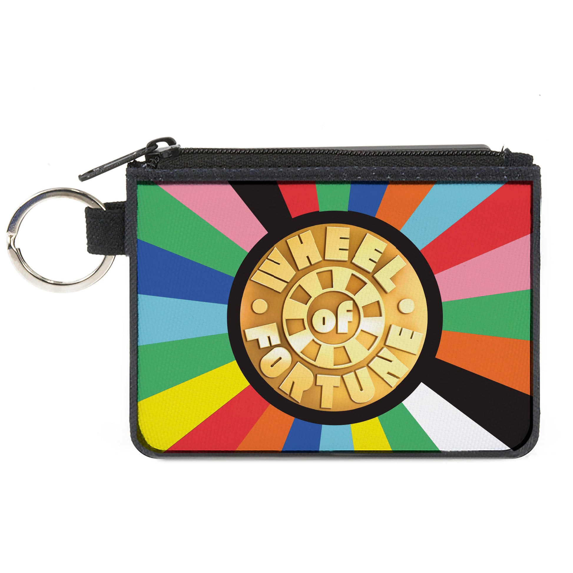 Canvas Zipper Wallet - MINI X-SMALL - WHEEL OF FORTUNE Logo and Wedge Rays Multi Color Canvas Zipper Wallets Wheel of Fortune