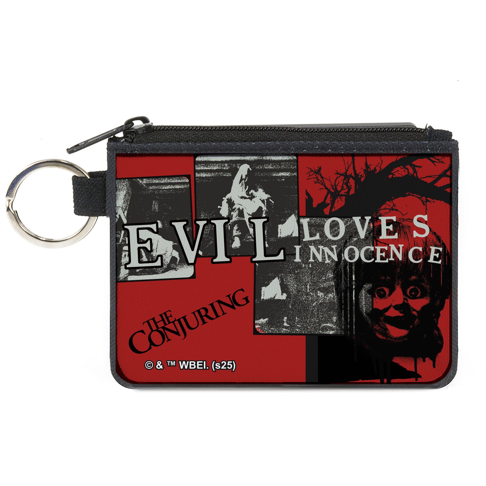 Canvas Zipper Wallet - MINI X-SMALL - The Conjuring EVIL LOVES INNOCENCE Pose Blocks Red/Black Canvas Zipper Wallets The Conjuring
