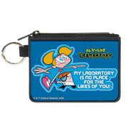 Canvas Zipper Wallet - MINI X-SMALL - DEXTER'S LABORATORY Dexter and Dee Dee NO PLACE FOR THE LIKES OF YOU Pose Blues Canvas Zipper Wallets Dexter's Laboratory