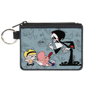 Canvas Zipper Wallet - MINI X-SMALL - The Grim Adventures of Billy & Mandy Group Pose and Grim Sketches Gray Canvas Zipper Wallets The Grim Adventures of Billy & Mandy
