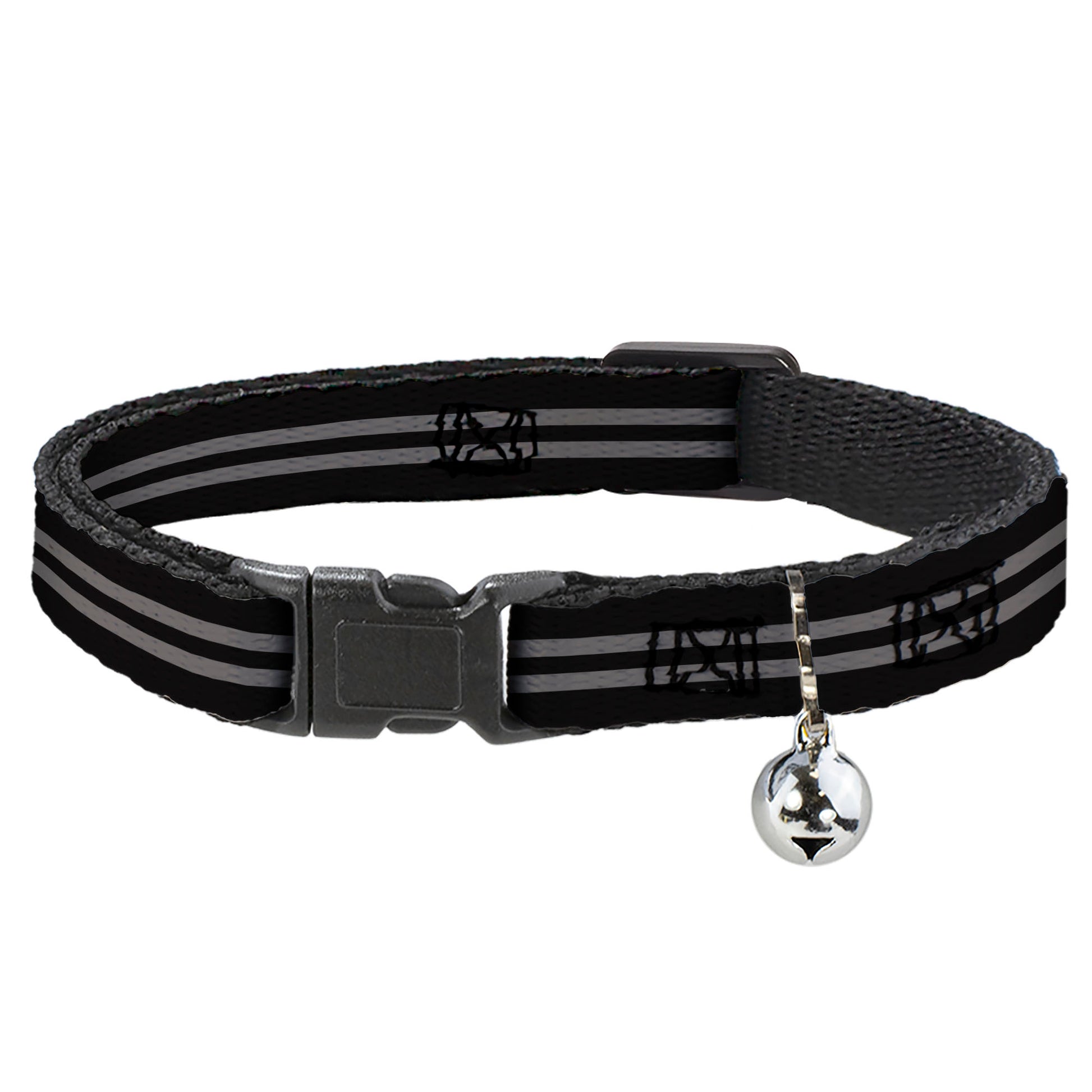 Cat Collar Breakaway - Stripe Black Gray Breakaway Cat Collars Buckle-Down