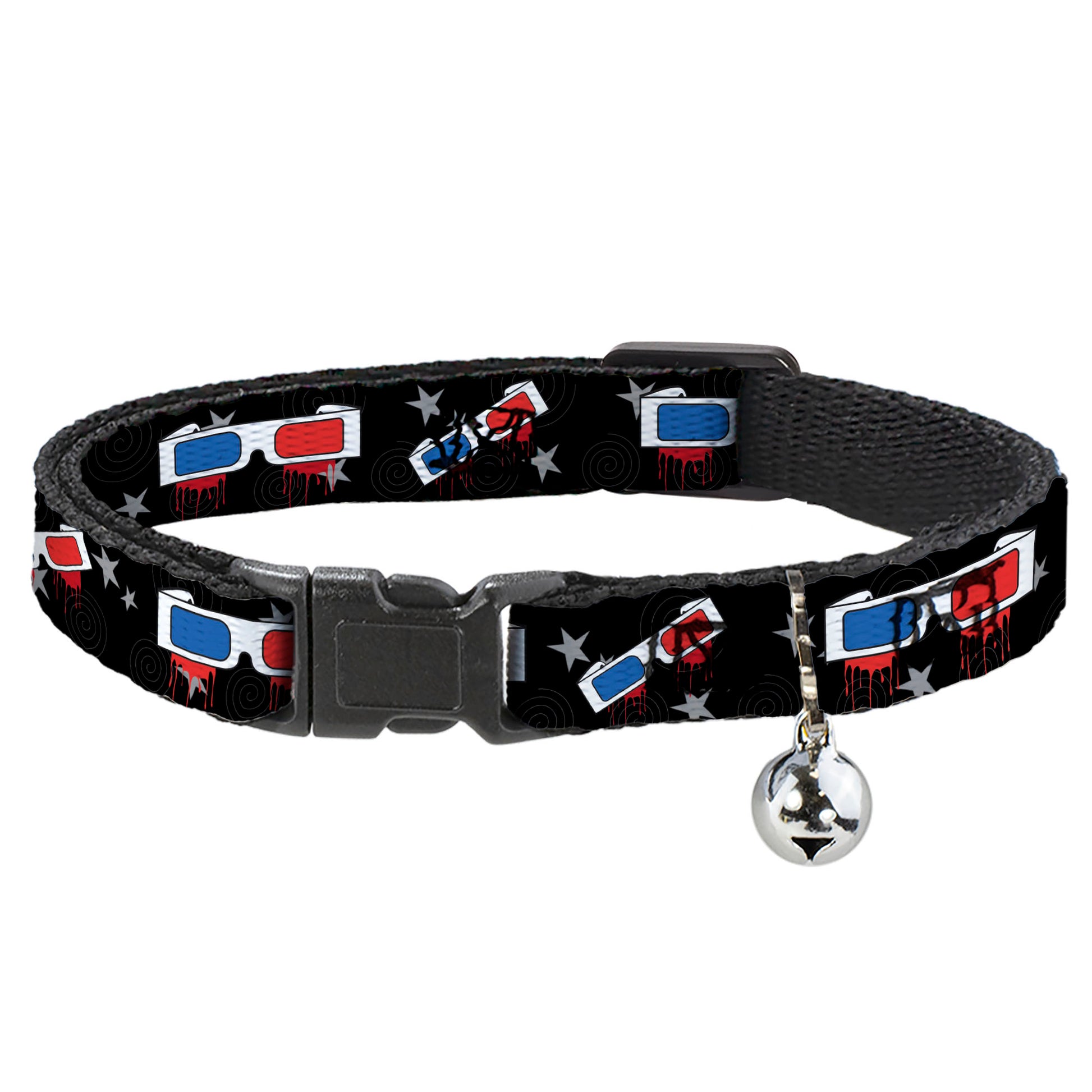 Cat Collar Breakaway - 3-D Glasses Dripping w Stars Breakaway Cat Collars Buckle-Down