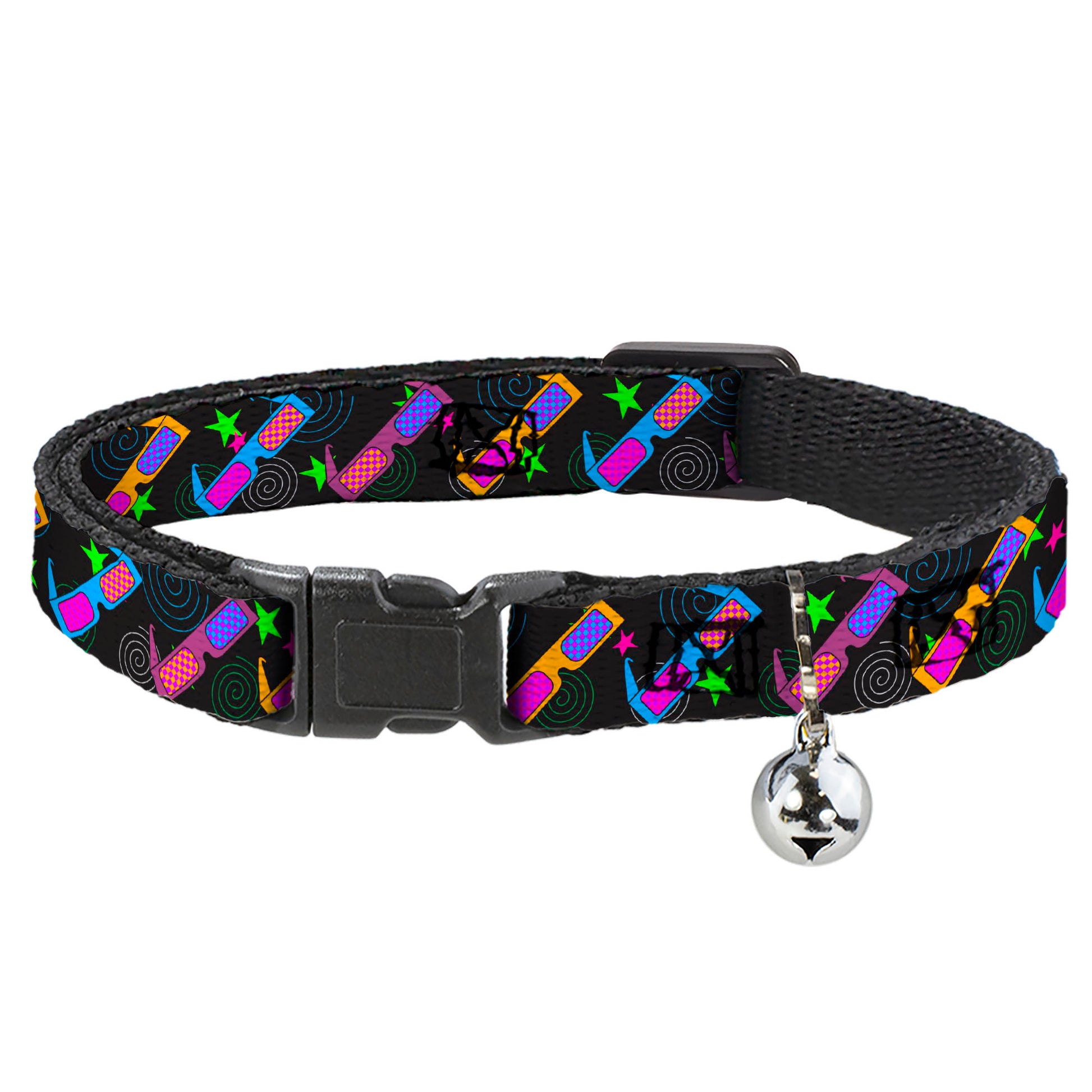 Cat Collar Breakaway - 3-D Glasses w Stars Multi Color Breakaway Cat Collars Buckle-Down
