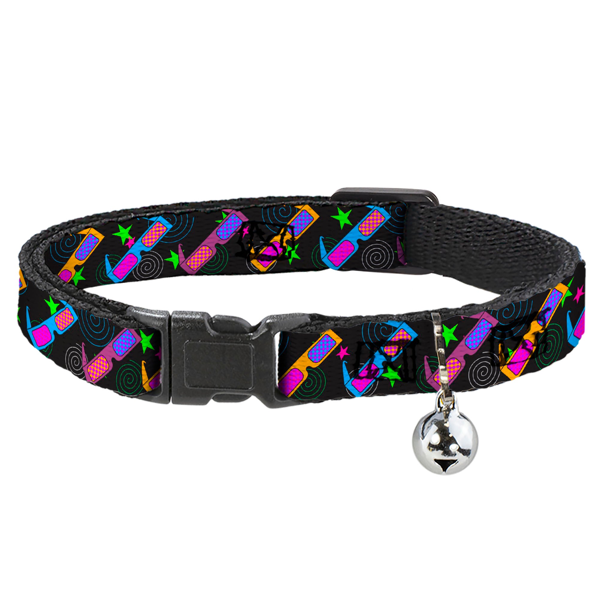 Cat Collar Breakaway - 3-D Glasses w Stars Multi Color Breakaway Cat Collars Buckle-Down