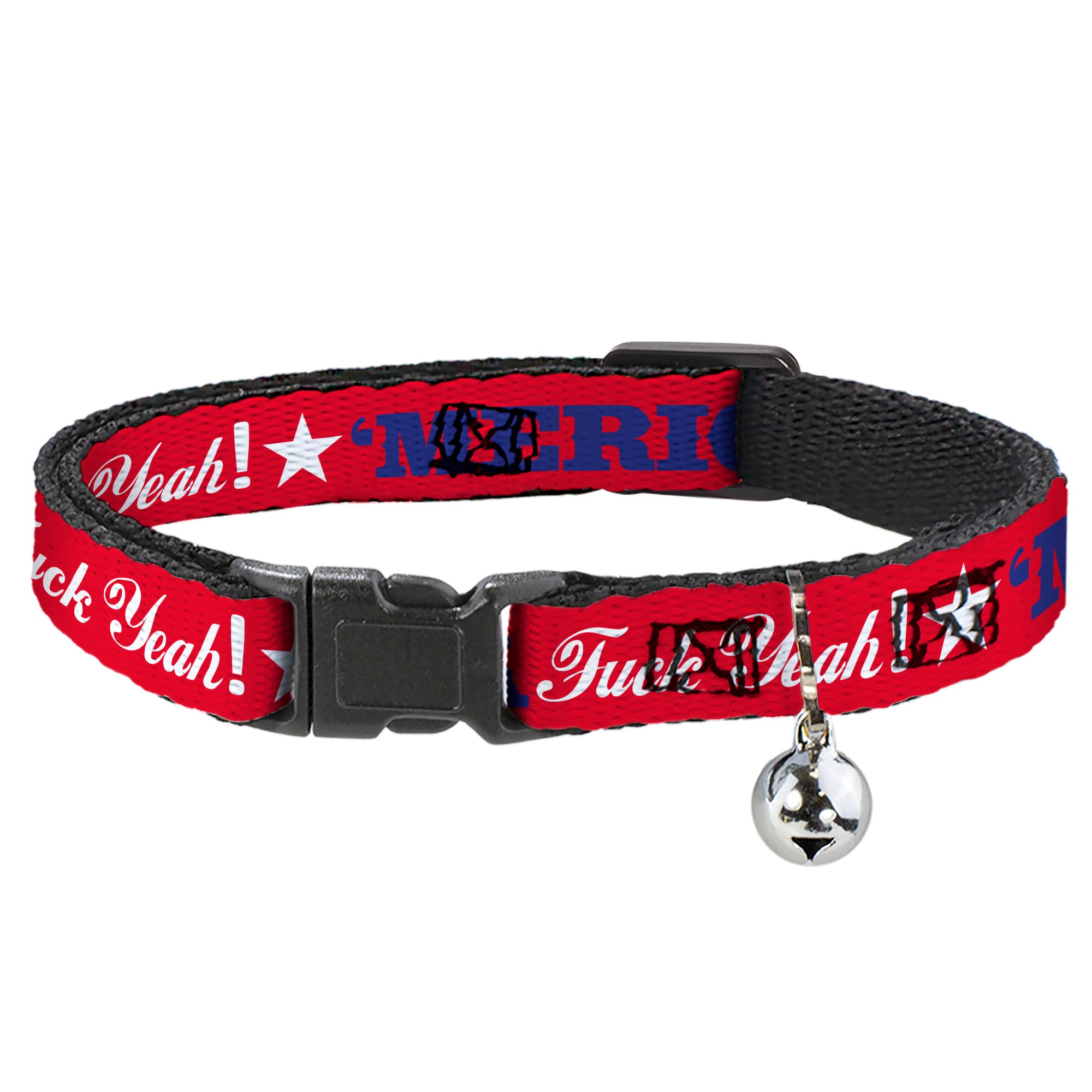 Cat Collar Breakaway - 'MERICA FUCK YEAH! Star Red Blue White Breakaway Cat Collars Buckle-Down